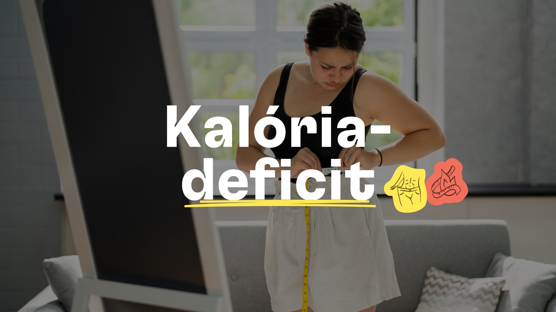 Kalóriadeficit – egy nő mérőszalaggal méri a derékbőségét