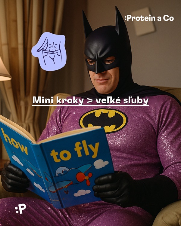 Batman číta knihu How to fly: mini kroky sú viac než veľké sľuby