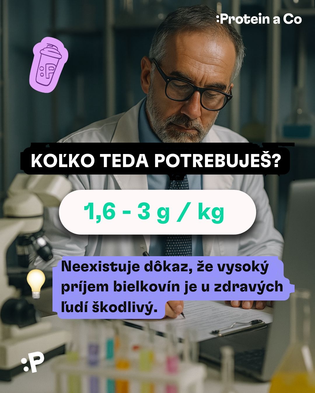 Vedec v laboratóriu: koľko bielkovín potrebuješ, 1,6–3 g na kilo
