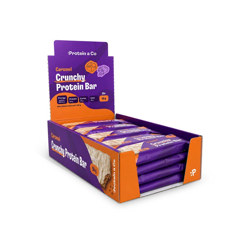 Crunchy proteinová tyčinka karamel – box 20 x 50 g